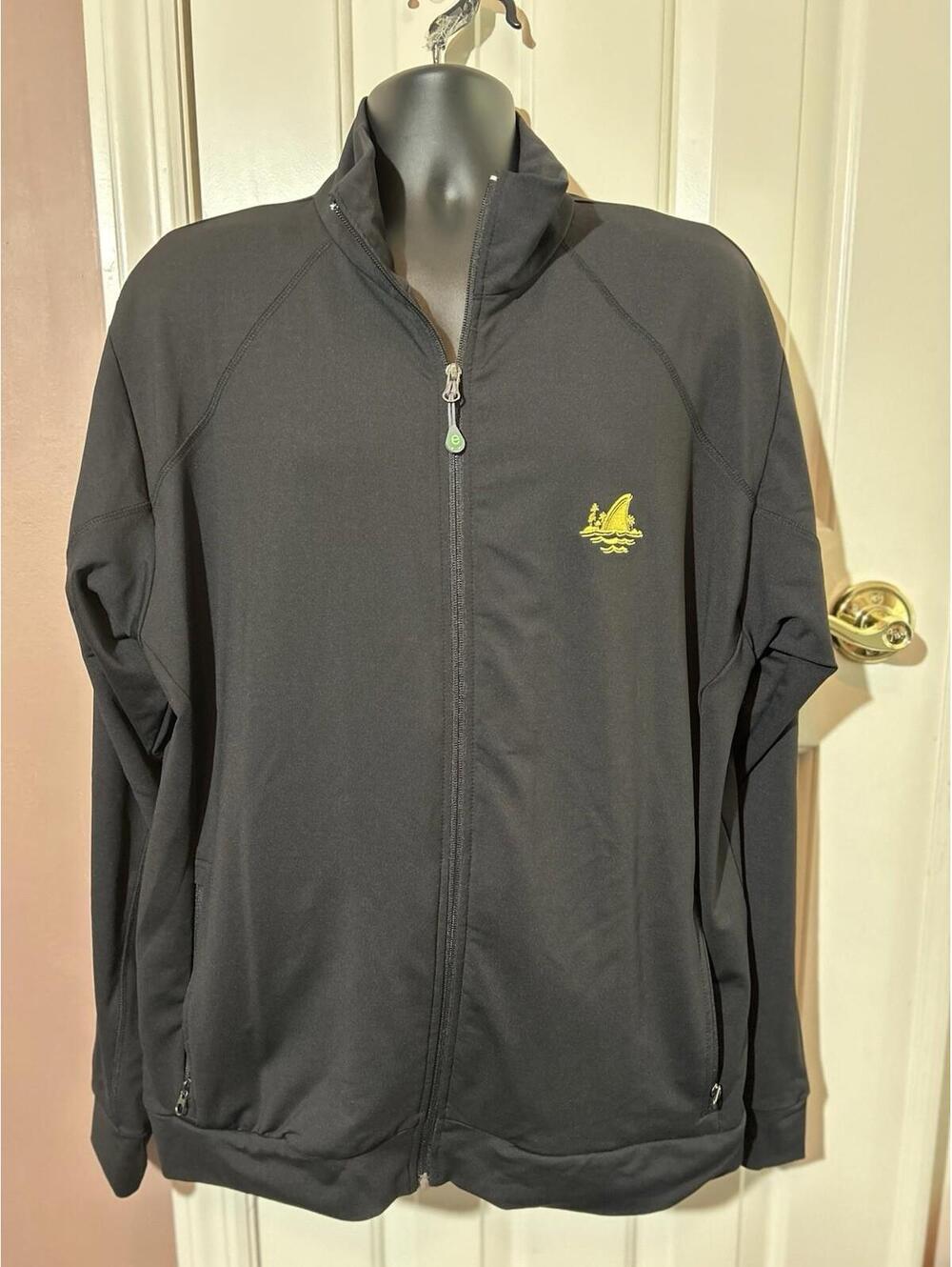 Landshark Lager Full Zip Jacket Mens XXL Black Embroidered Nylon Cotton Lycra